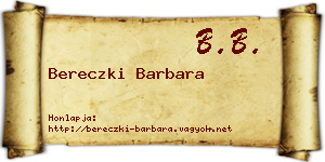 Bereczki Barbara névjegykártya